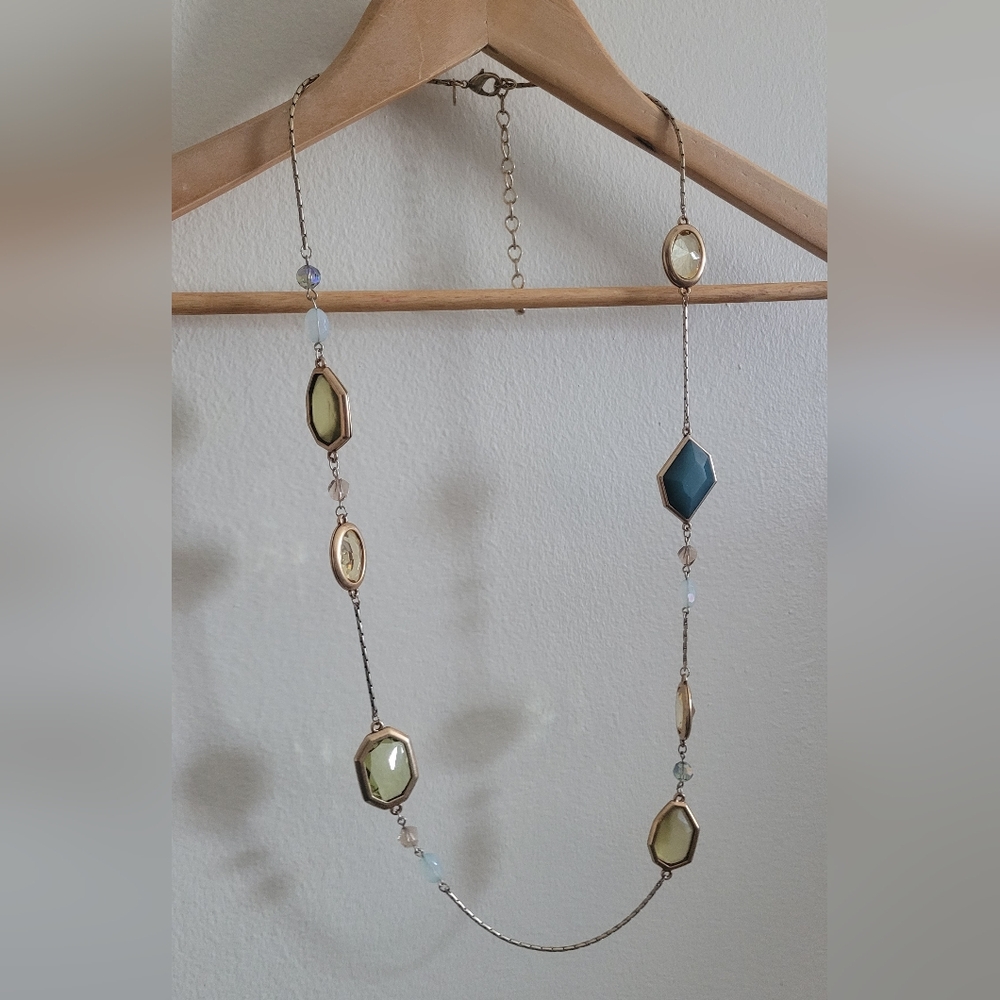 Chico's Chunky Long Strand Statement Necklace, Gold Toned